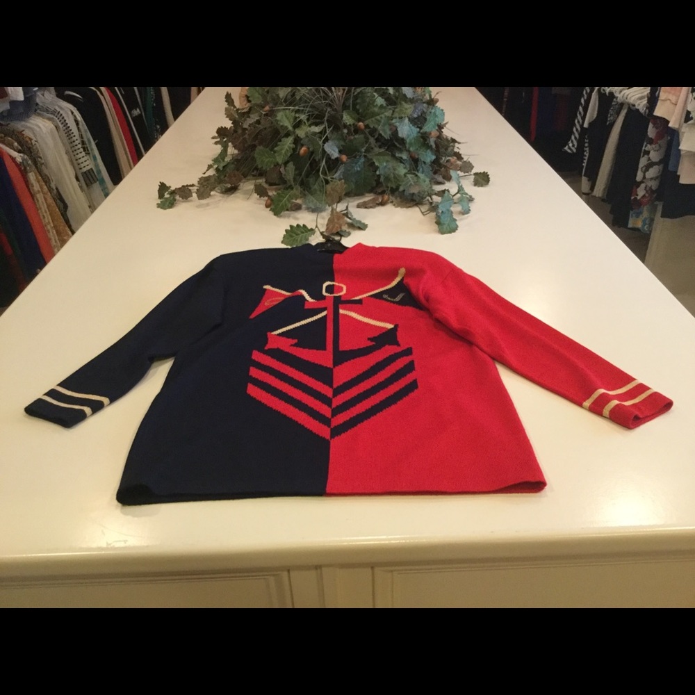 St John Separates Top - Red, Navy Blue, Turtleneck